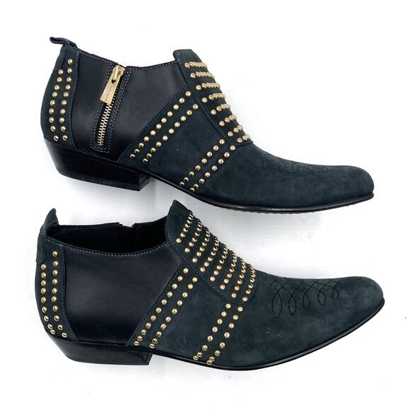 Anine Bing Low Charlie Boots Black Suede Gold Studded Ankle Flat Sz 36 / 6 US - Picture 7 of 15